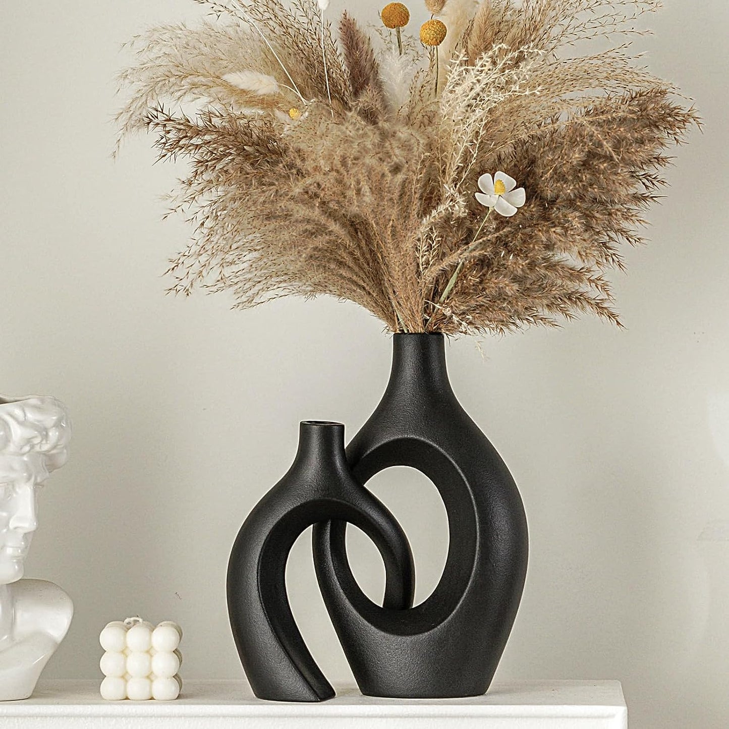 Hollow Ceramic Vase Set of 2