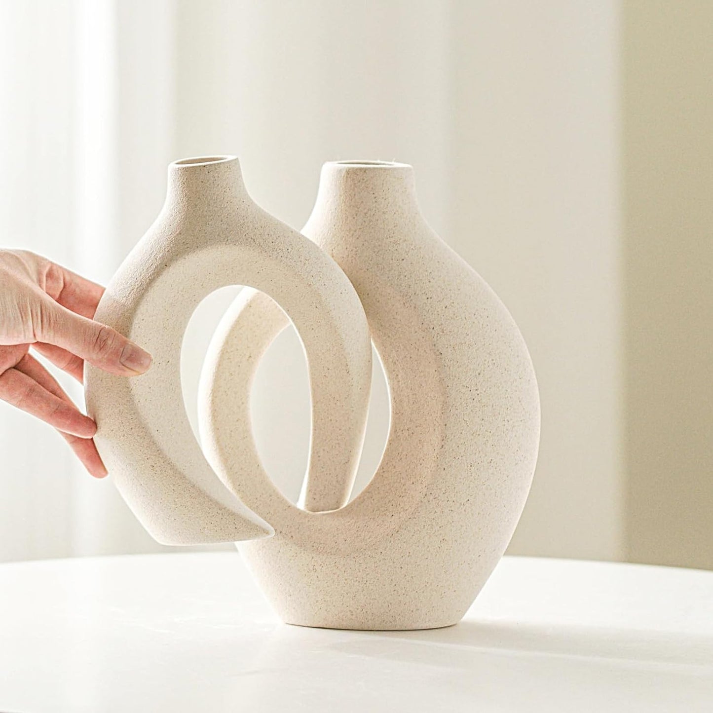 Hollow Ceramic Vase Set of 2