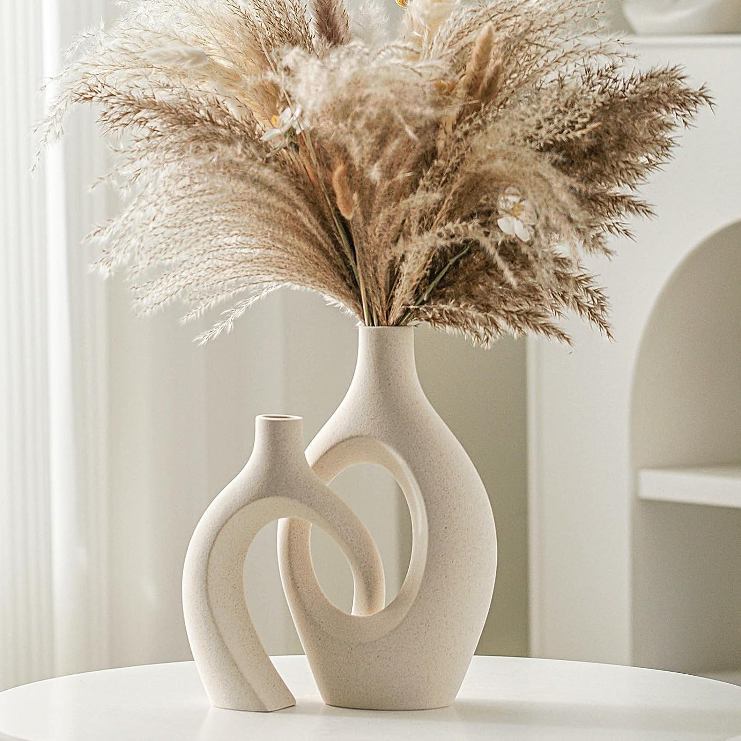 Hollow Ceramic Vase Set of 2